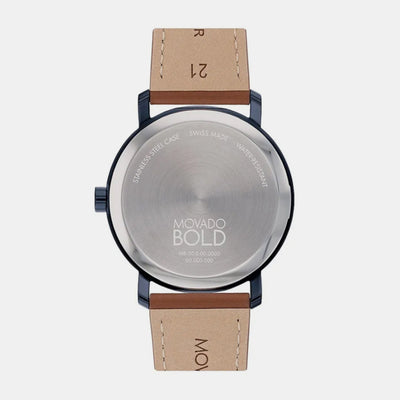 Bold Men Quartz Blue Dial Analog Leather Watch 3601093