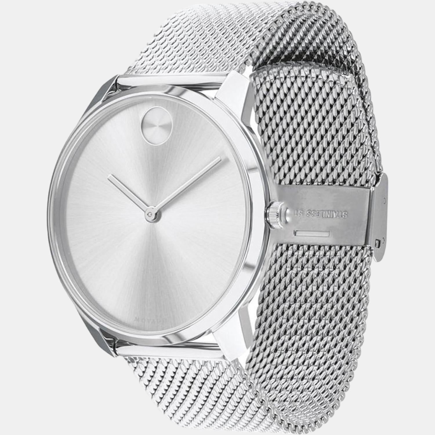 Bold Men Quartz Grey Dial Analog Stainless Steel Watch 3600599