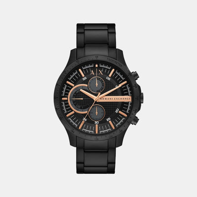 Hampton Men Quartz Black Dial Chronograph Stainless Steel Watch AX2429