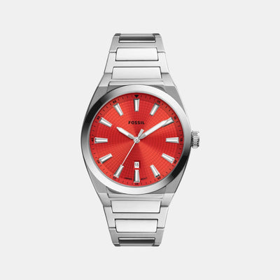 Everett Men Quartz Red Dial Analog Stainless Steel Watch FS5984