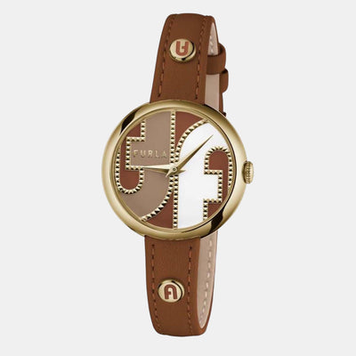 Furla Heritage Women Quartz Gold Dial Analog Leather Watch WW00005014L2