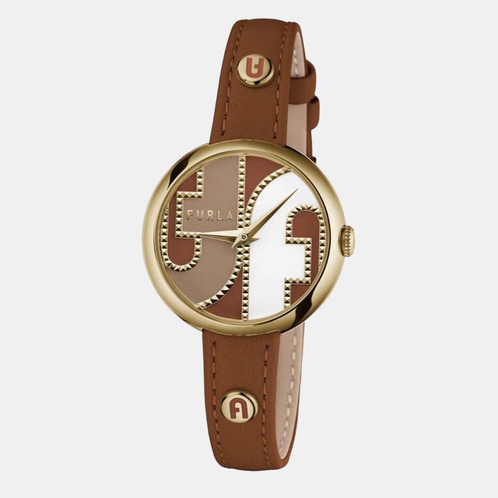 Furla Heritage Women Quartz Gold Dial Analog Leather Watch WW00005014L2