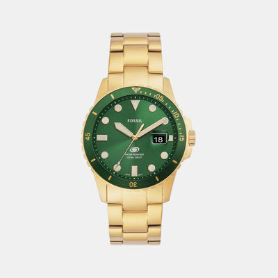 Fossil Blue Dive Men Quartz Green Dial Analog Stainless Steel Watch FS5950