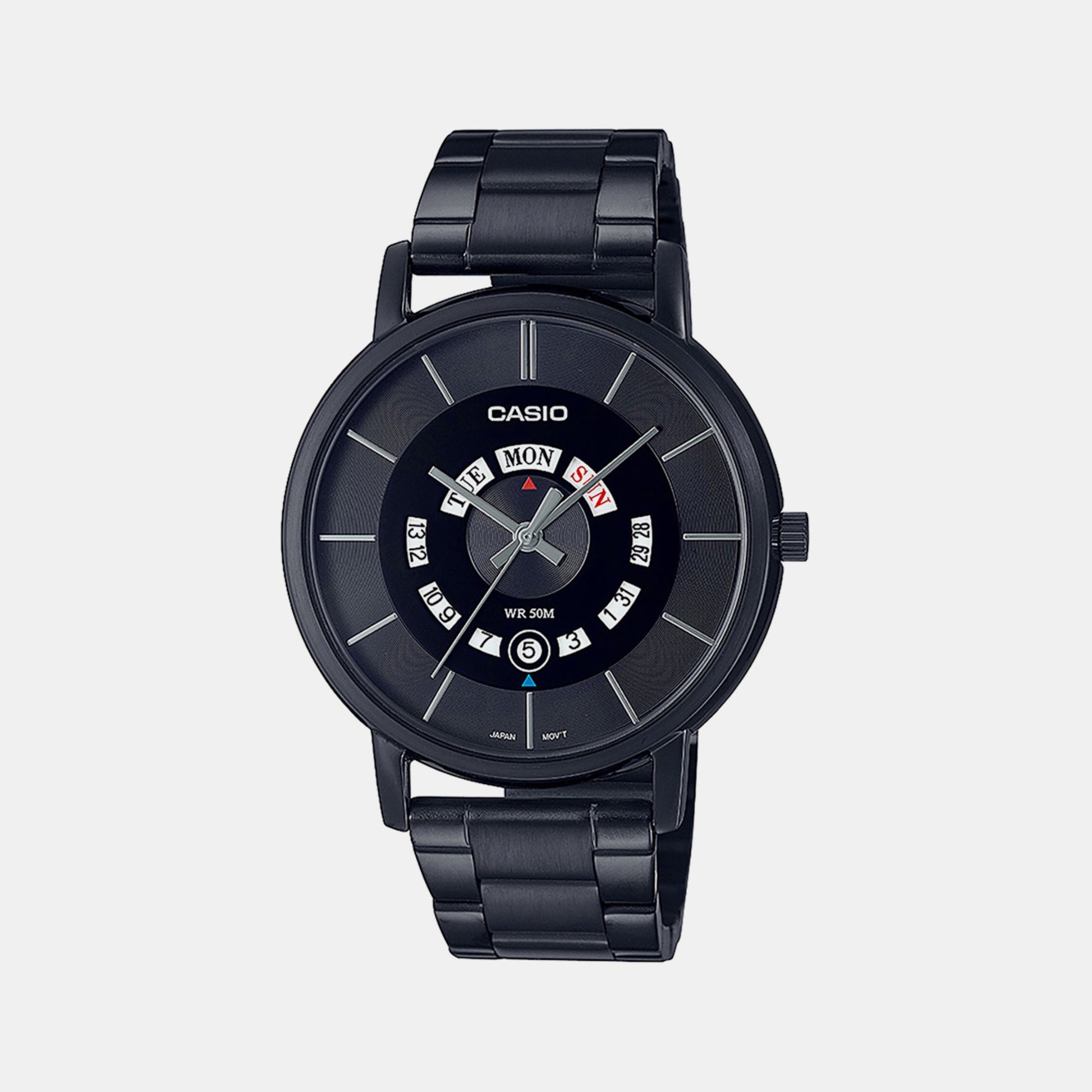 Enticer Men Quartz Black Dial Analog Stainless Steel Watch A2134