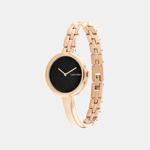 Bangled Women Quartz Black Dial Analog Stainless Steel Watch 25200280