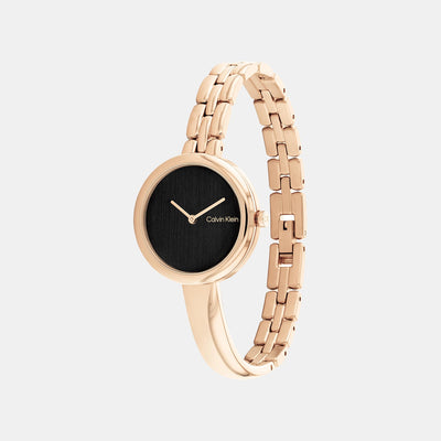Bangled Women Quartz Black Dial Analog Stainless Steel Watch 25200280