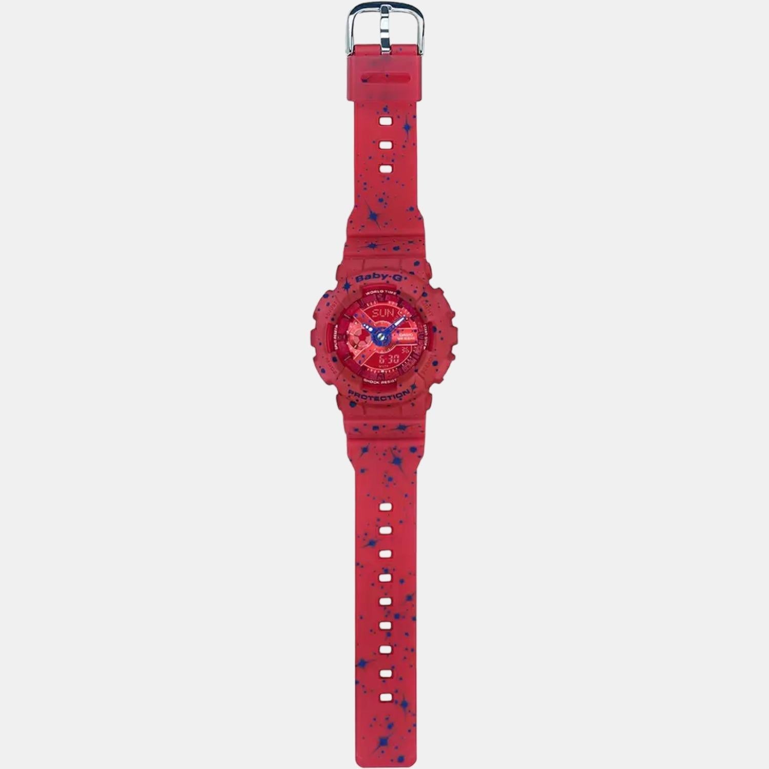Baby-G Women Quartz Red Dial Analog-Digital Resin Watch B203