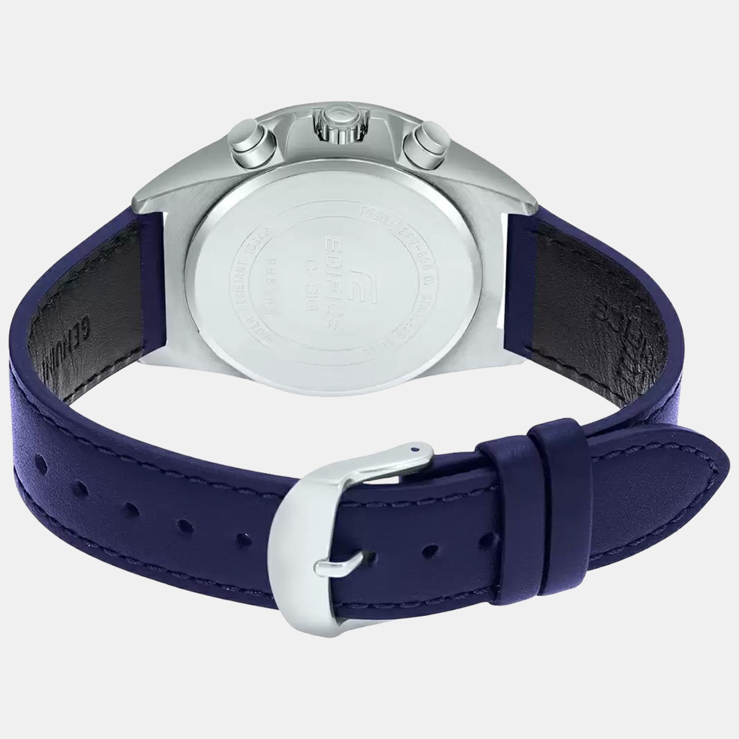 Edifice Men Quartz White Dial Chronograph Leather Watch ED543