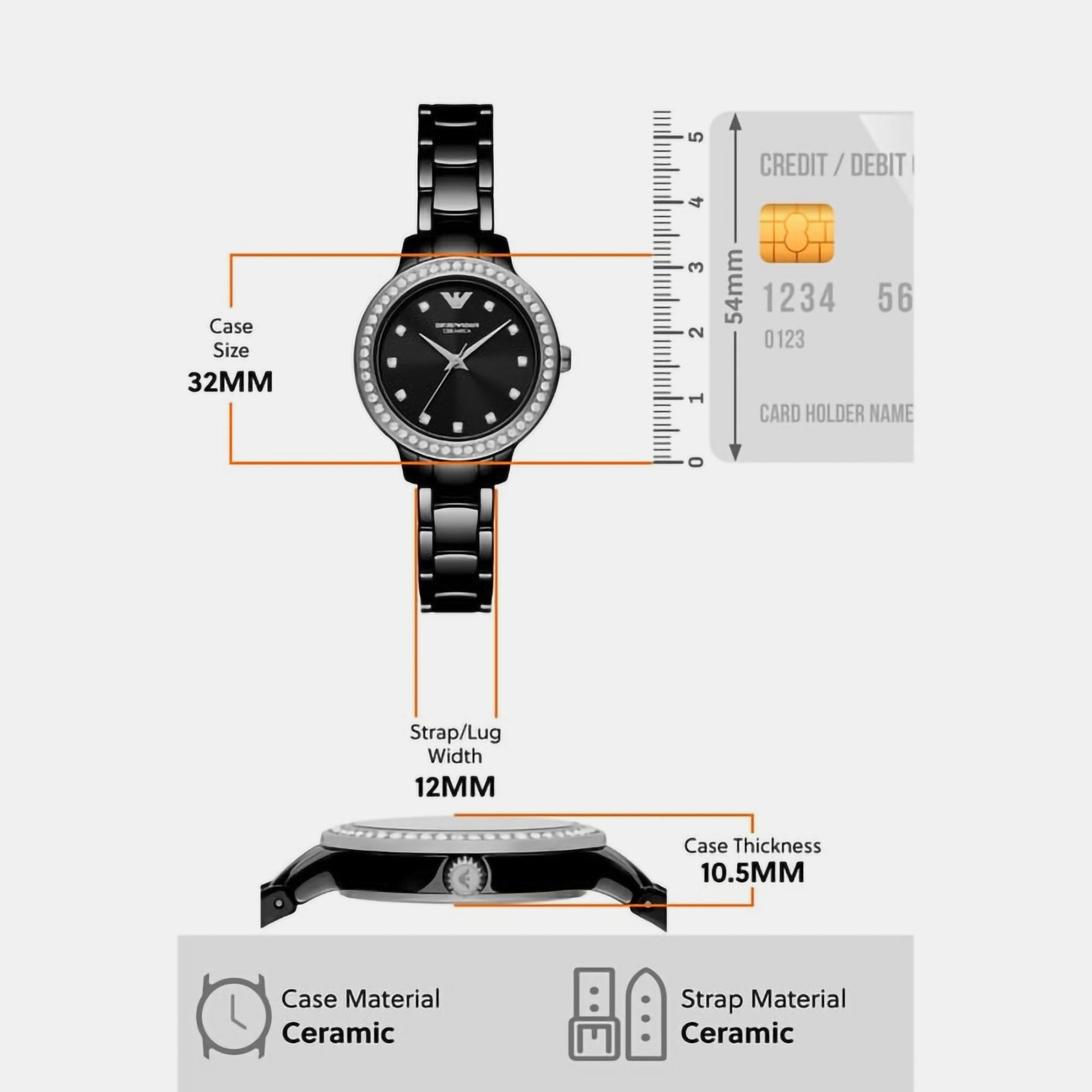 Cleo Women Quartz Black Dial Analog Ceramic Watch AR70008