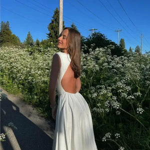 Selma A Line Midi Dress in White