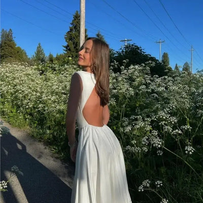 Selma A Line Midi Dress in White