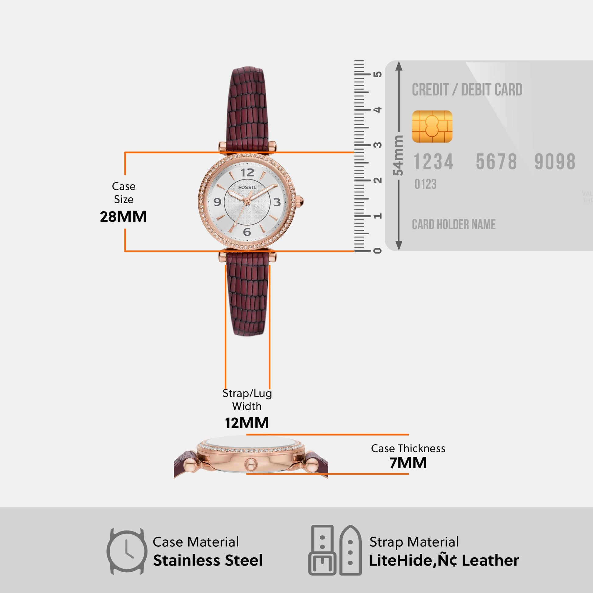 Carlie Women Quartz Rose Gold Dial Analog Leather Watch ES5296