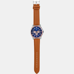 Enticer Men Quartz Blue Dial Chronograph Leather Watch A1527