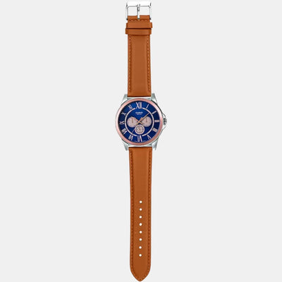 Enticer Men Quartz Blue Dial Chronograph Leather Watch A1527