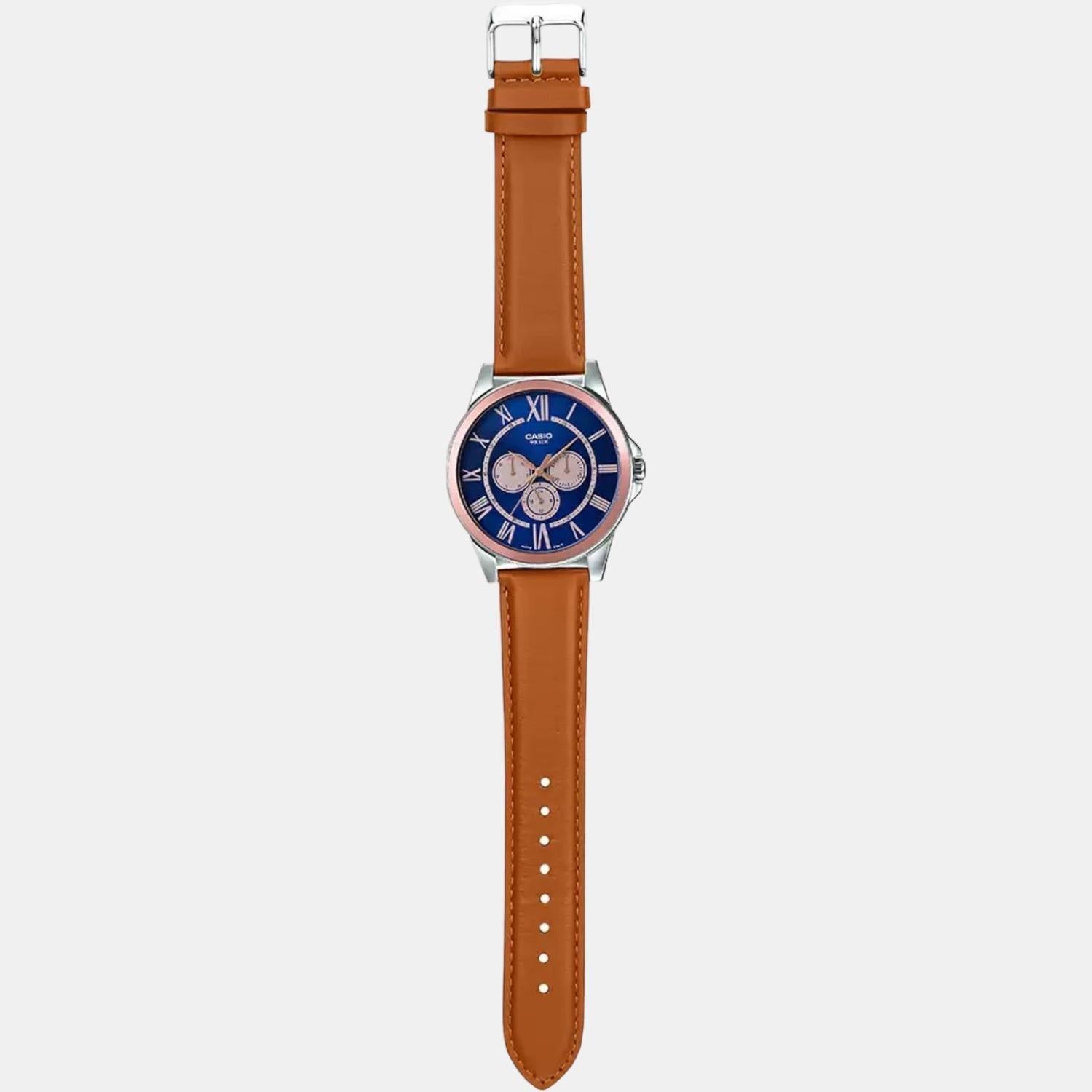 Enticer Men Quartz Blue Dial Chronograph Leather Watch A1527