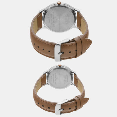 Classics Couple Quartz Grey Dial Analog Leather Watch TW00PR300