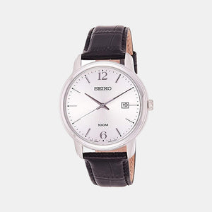 Dress Men Quartz White Dial Analog Leather Watch SUR265P1