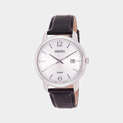 Dress Men Quartz White Dial Analog Leather Watch SUR265P1