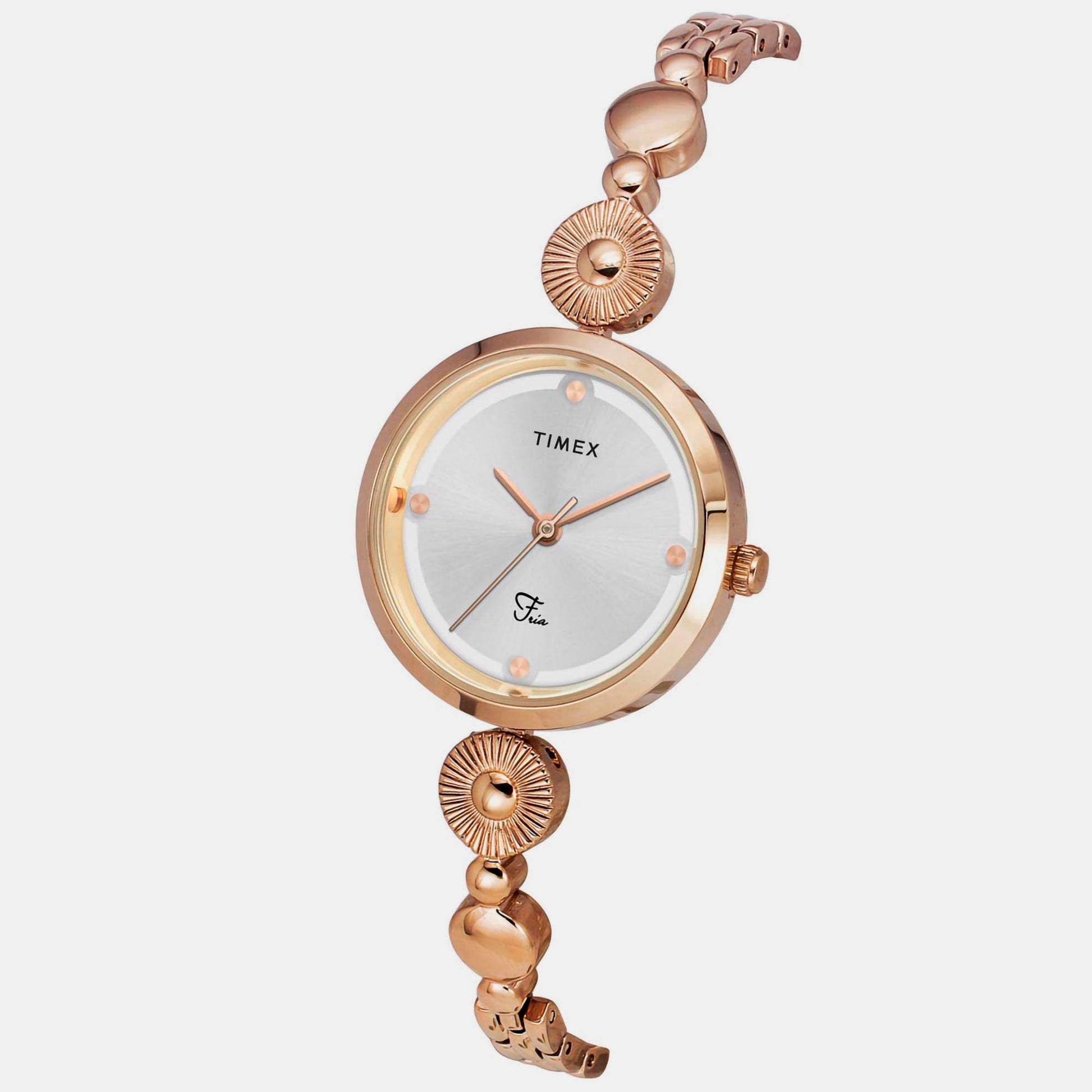 Fria Women Quartz Silver Dial Analog Brass Watch TWEL18202