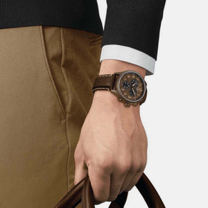 CHRONO XL Men Quartz Khaki Dial Chronograph Leather Watch T1166173609200