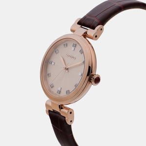 Dress Women Quartz Rose Gold Dial Analog Leather Watch SRZ548P1