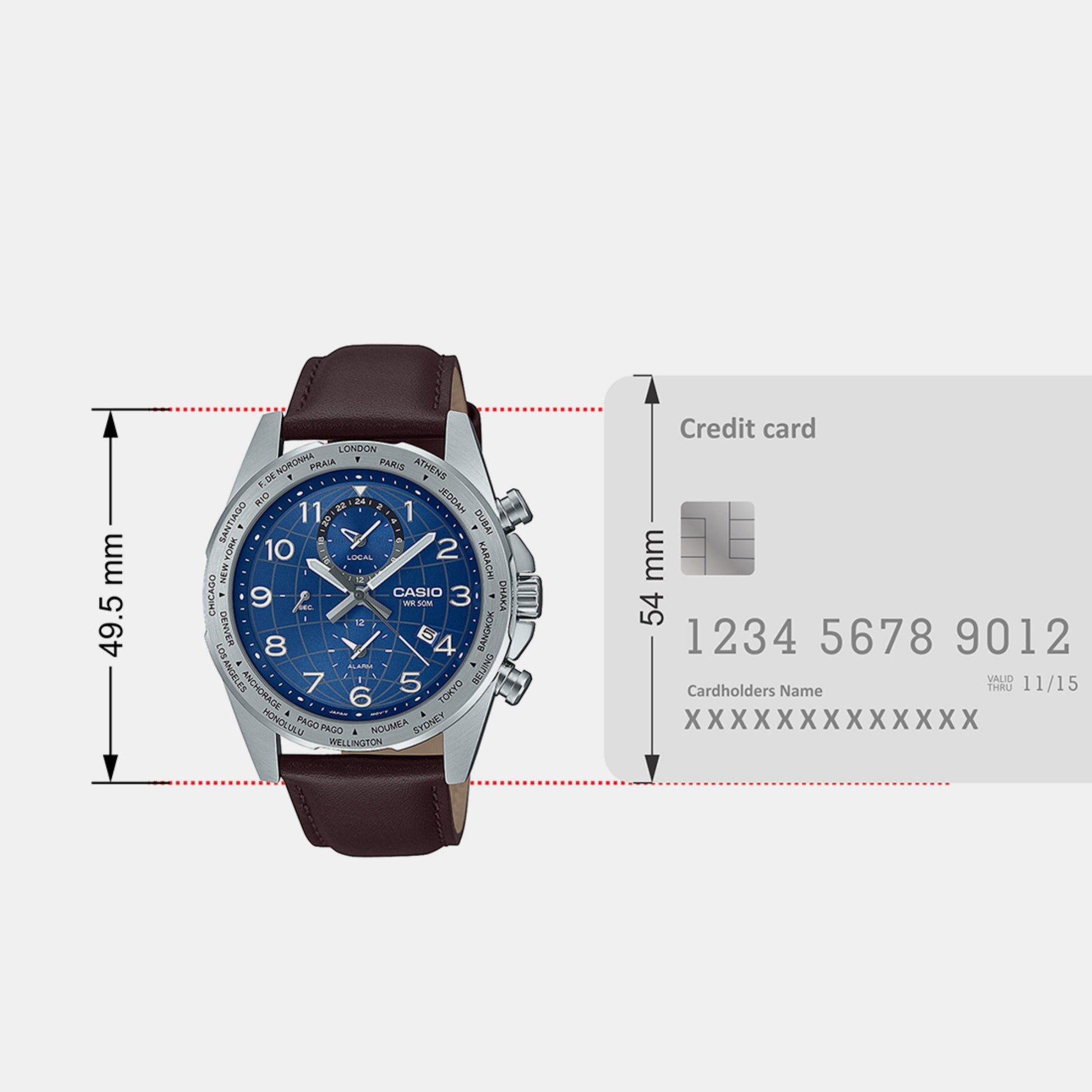 Enticer Men Quartz Blue Dial Chronograph Leather Watch A2150