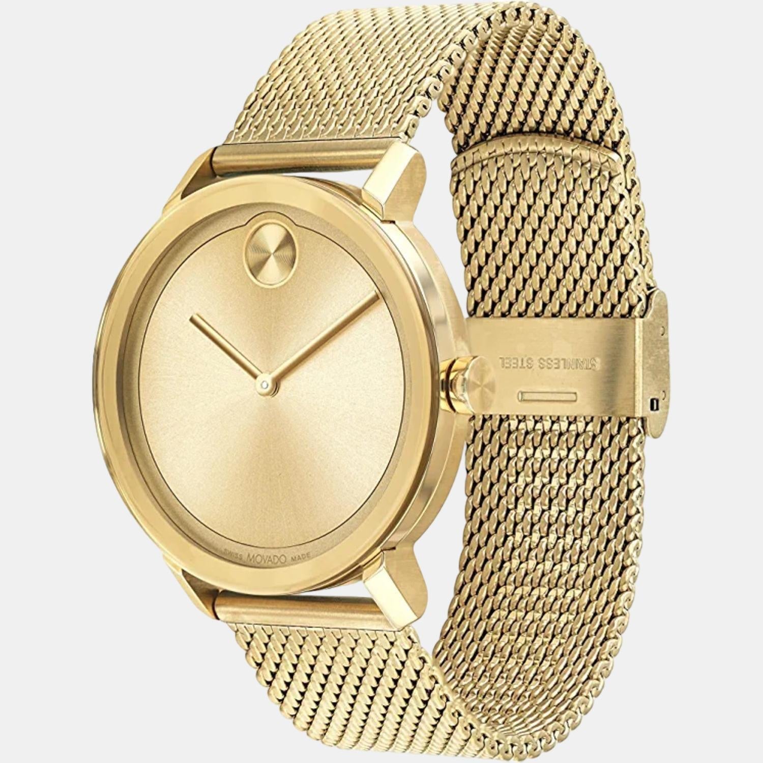 Bold Evolution Men Quartz Gold Dial Analog Stainless Steel Watch 3600791
