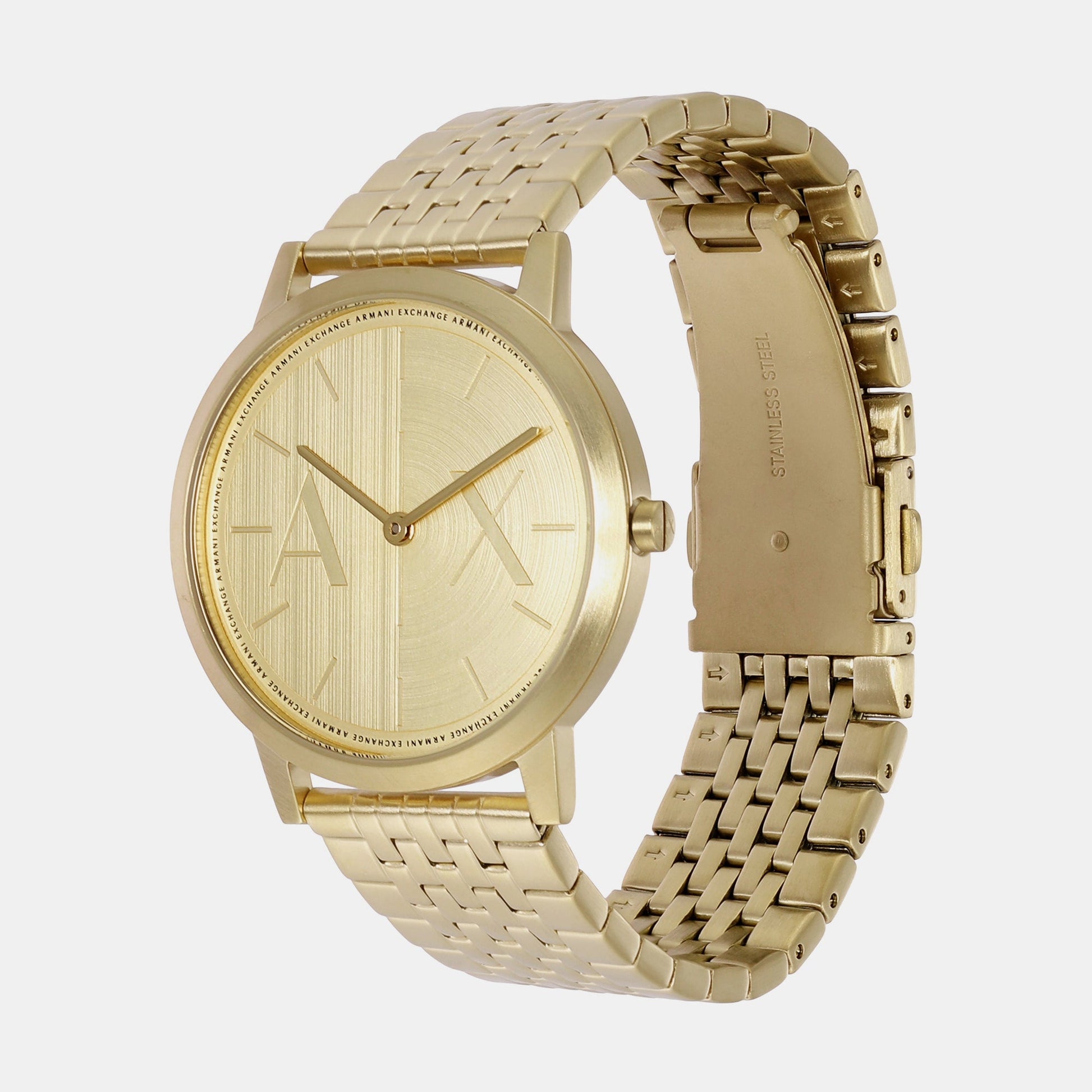 Dale Men Quartz Gold Dial Analog Stainless Steel Watch AX2871