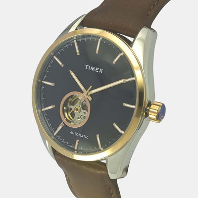 E Class Men Quartz Blue Dial Analog Leather Watch TWEG17508