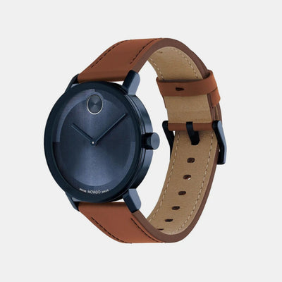 Bold Men Quartz Blue Dial Analog Leather Watch 3601093
