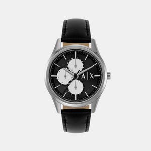Dante Men Quartz Black Dial Chronograph Leather Watch AX1872