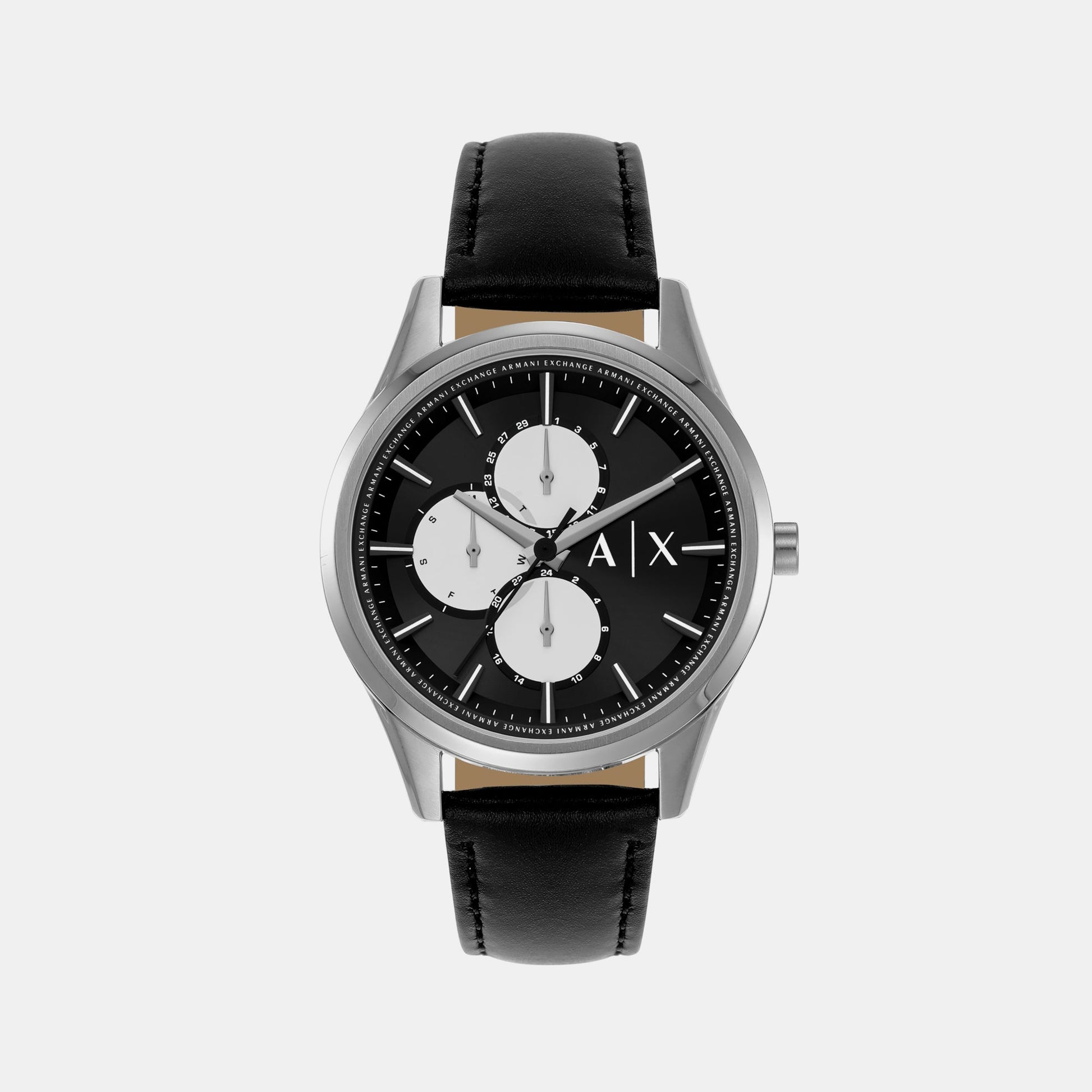 Dante Men Quartz Black Dial Chronograph Leather Watch AX1872
