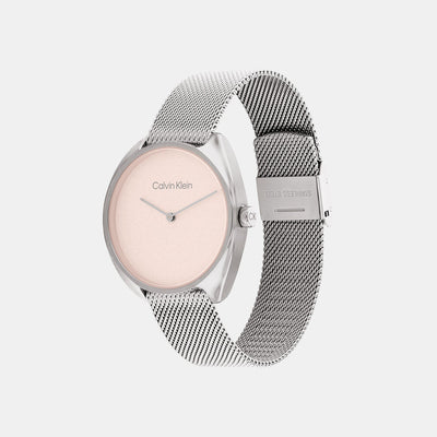 Ck Adorn Women Quartz Blush Dial Analog Mesh Watch 25200269