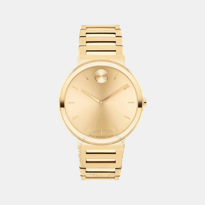 Bold Men Quartz Gold Dial Analog Stainless Steel Watch 3601081