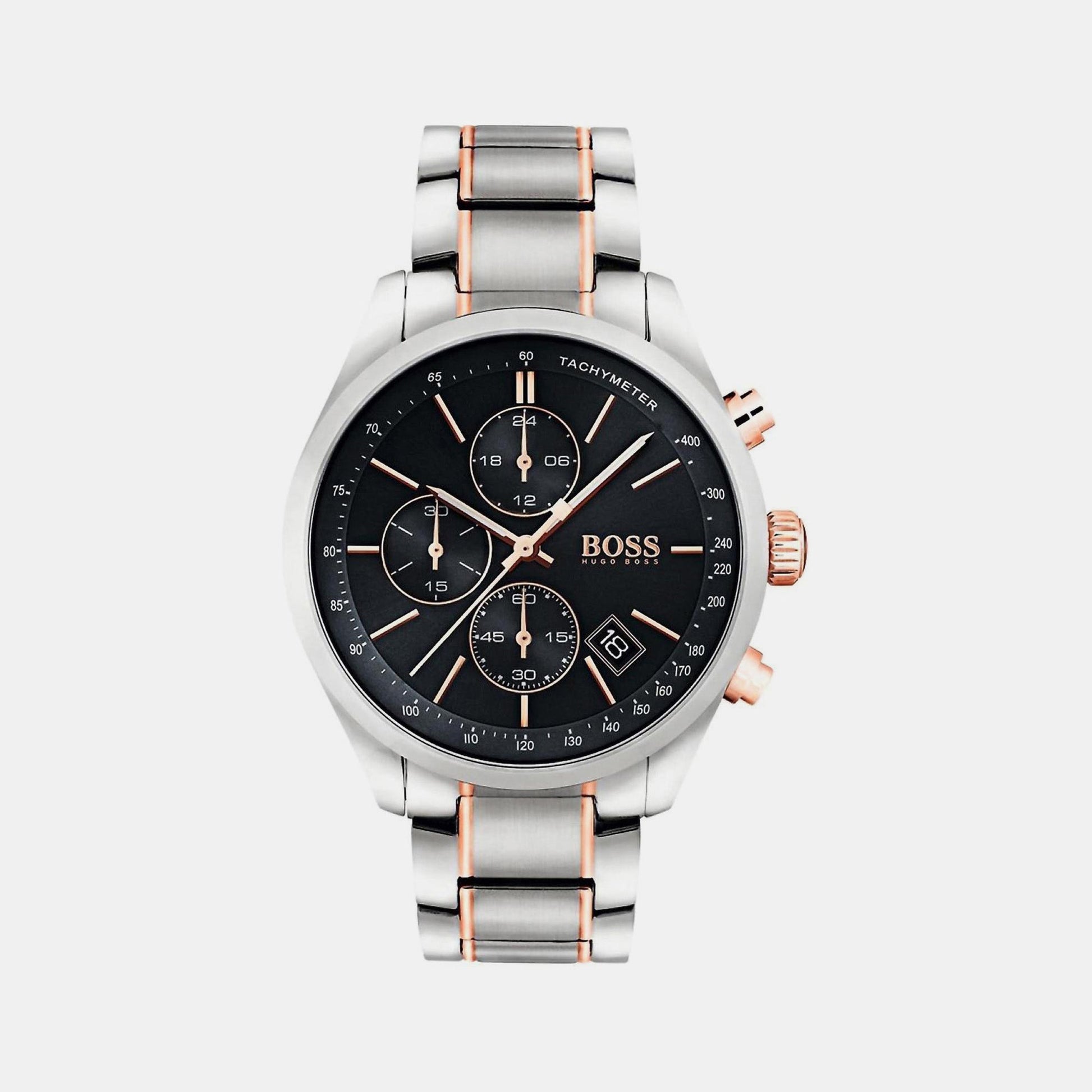 Grand Prix Men Quartz Black Dial Chronograph Stainless Steel Watch 1513473