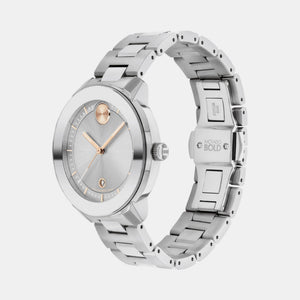 Bold Women Quartz Silver Dial Analog Stainless Steel Watch 3600869