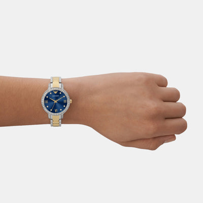 Cleo Women Quartz Blue Dial Analog Stainless Steel Watch AR11576