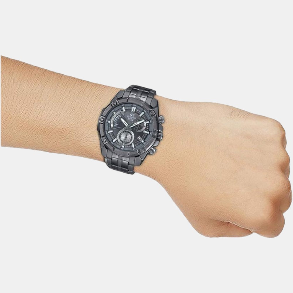 Edifice Men Quartz Black Dial Chronograph Stainless Steel Watch EX491