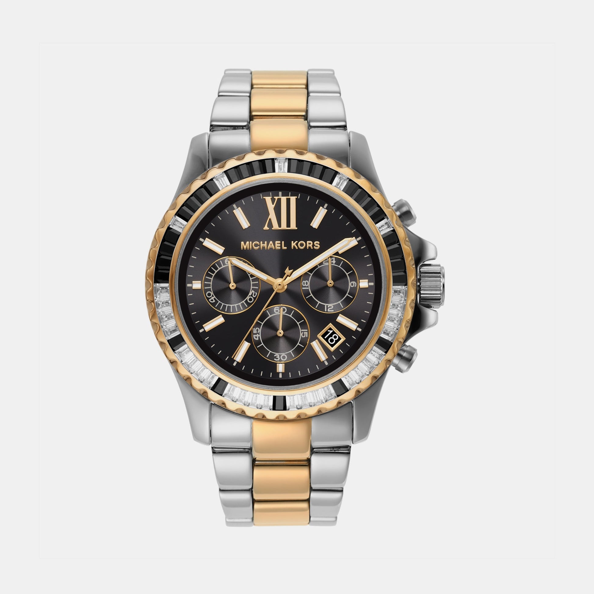 Everest Women Quartz Black Dial Chronograph Stainless Steel Watch MK7209