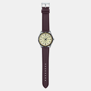 Enticer Men Quartz Gold Dial Chronograph Leather Watch A1533