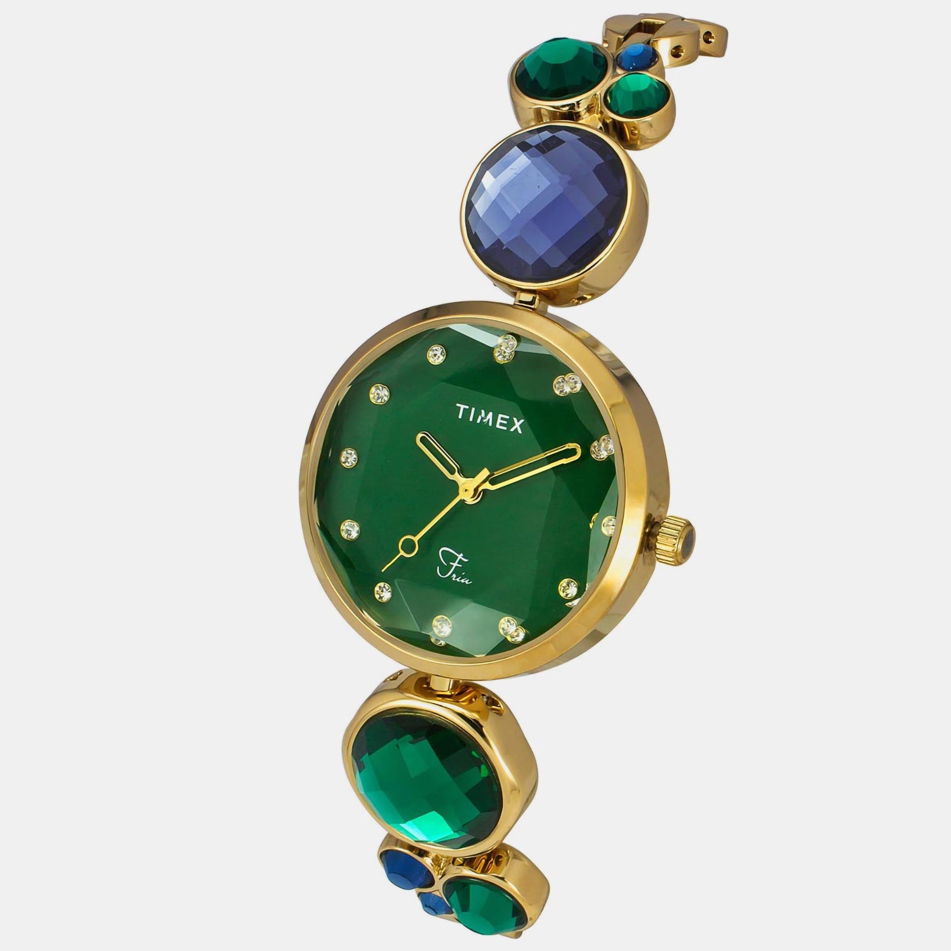 Fria Women Quartz Green Dial Analog Brass Watch TWEL17000