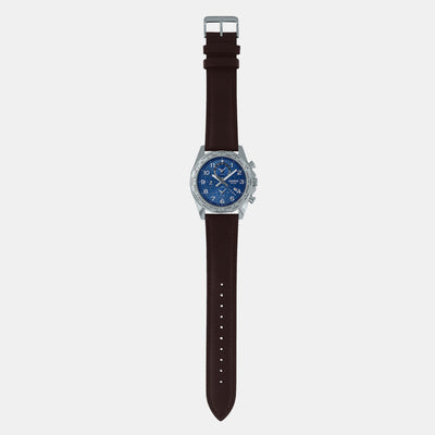 Enticer Men Quartz Blue Dial Chronograph Leather Watch A2150