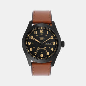 Defender Men Solar Black Dial Analog Leather Watch FS5978
