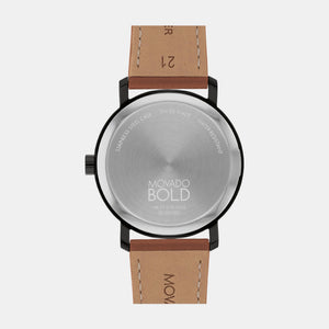 Bold Evolution Men Quartz Black Dial Analog Leather Watch 3601083
