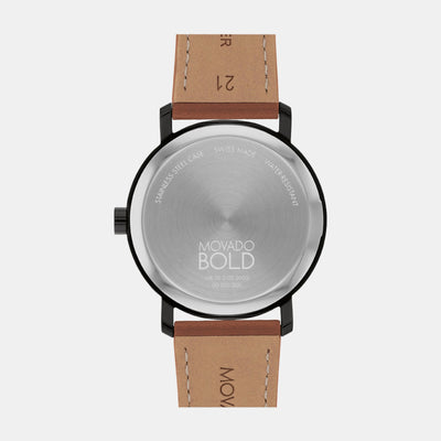 Bold Evolution Men Quartz Black Dial Analog Leather Watch 3601083