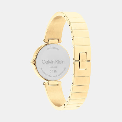 Ck Elevated Women Quartz Gold Dial Analog Stainless Steel Watch 25200309