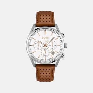 Champion Men Quartz White Dial Chronograph Leather Watch 1513879
