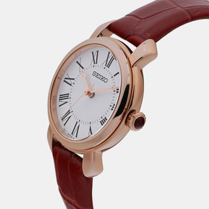 Dress Women Quartz White Dial Analog Leather Watch SUR496P1