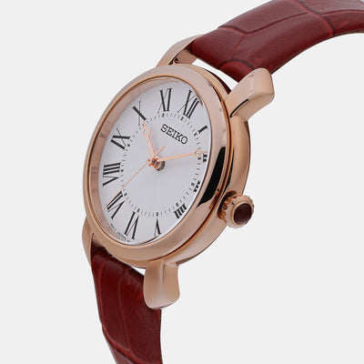 Dress Women Quartz White Dial Analog Leather Watch SUR496P1