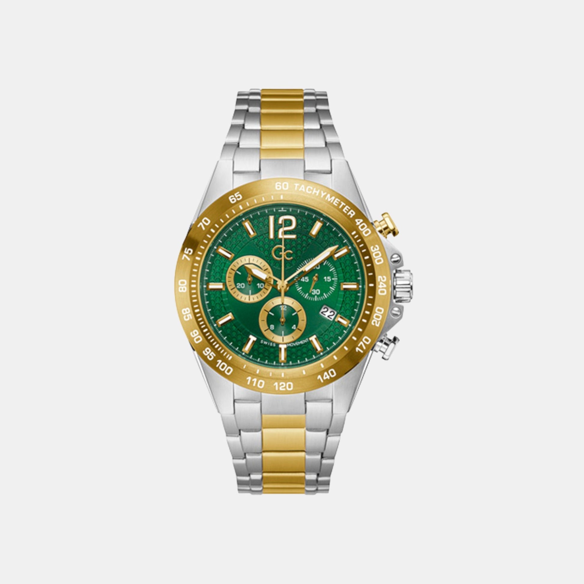 Audacious Men Quartz Green Dial Chronograph Stainless Steel Watch Z07008G9MF